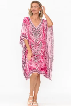 Tunic Tops<Fashion Spectrum Egyptian Hot Pink Silk Kaftan