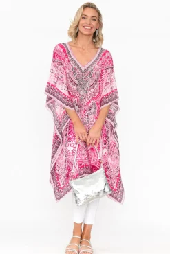 Tunic Tops<Fashion Spectrum Egyptian Hot Pink Silk Kaftan