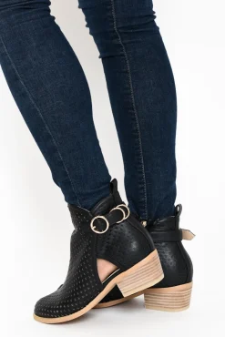 Boots<Laguna Quays Electra Black Laser Cut Boot