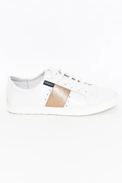 White Sneakers<Frankie4 Elena Ii White/Rose Gold Lizard Emboss Sneaker