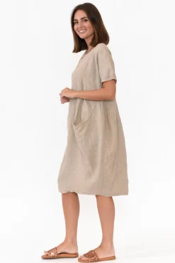 Linen Dresses<Talia Benson Ella Beige Linen Dress