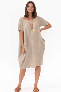 Linen Dresses<Talia Benson Ella Beige Linen Dress
