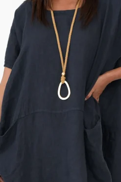 Linen Dresses<Talia Benson Ella Navy Linen Dress