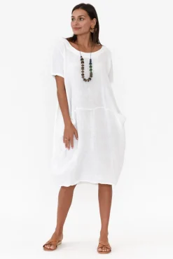 Linen Dresses<Talia Benson Ella White Linen Dress