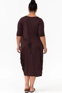 Cotton Dresses<Cotton Village Ellis Chocolate Crinkle Cotton Tie Dress