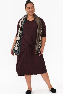 Cotton Dresses<Cotton Village Ellis Chocolate Crinkle Cotton Tie Dress