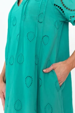 Cotton Dresses<Fabuler Ellory Turquoise Linen Cotton Pocket Dress