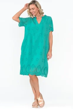 Cotton Dresses<Fabuler Ellory Turquoise Linen Cotton Pocket Dress