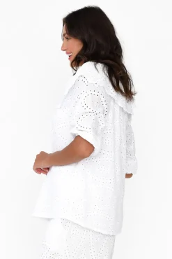 Cotton Tops<La Strada Elowen White Embroidered Cotton Top
