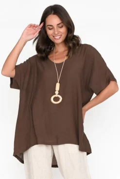 Cotton Tops<Cotton Village Elvira Chocolate Drape Top