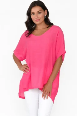 Cotton Tops<Cotton Village Elvira Hot Pink Drape Top