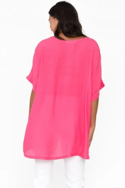 Cotton Tops<Cotton Village Elvira Hot Pink Drape Top