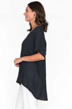 Cotton Tops<Cotton Village Elvira Navy Drape Top
