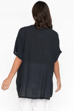 Cotton Tops<Cotton Village Elvira Navy Drape Top