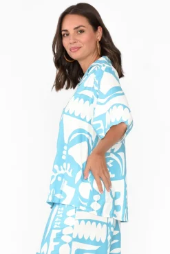 Shirts<Label of Love Emberly Blue Abstract Shirt