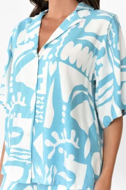 Shirts<Label of Love Emberly Blue Abstract Shirt