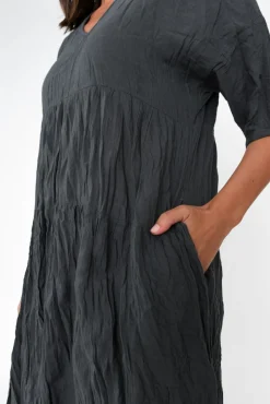 Cotton Dresses<Namastai Embry Ash Grey Crinkle Cotton Dress