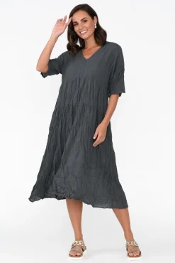 Cotton Dresses<Namastai Embry Ash Grey Crinkle Cotton Dress