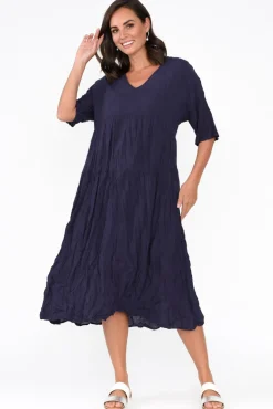 Cotton Dresses<Namastai Embry Navy Crinkle Cotton Dress