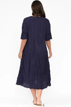Cotton Dresses<Namastai Embry Navy Crinkle Cotton Dress