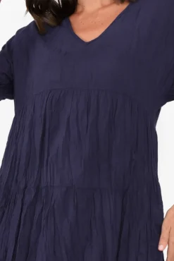 Cotton Dresses<Namastai Embry Navy Crinkle Cotton Dress