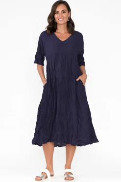 Cotton Dresses<Namastai Embry Navy Crinkle Cotton Dress