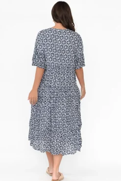 Cotton Dresses<Namastai Embry Navy Flower Crinkle Cotton Dress