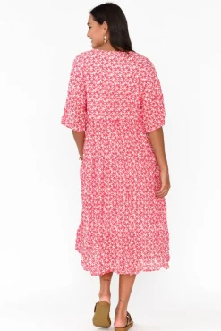 Cotton Dresses<Namastai Embry Red Flower Crinkle Cotton Dress