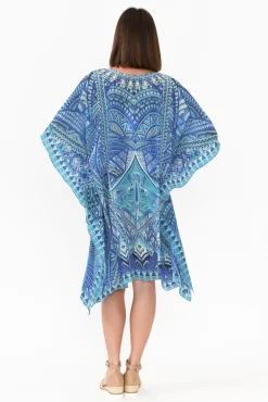 Above Knee Dresses<Fashion Spectrum Emen Blue Silk Kaftan