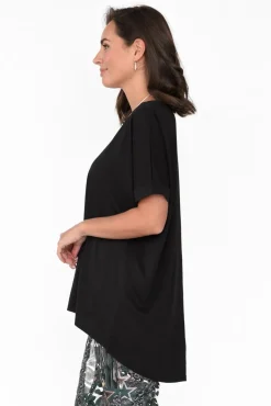 Cotton Tops<Tirelli Emiko Black Drape Cotton Top