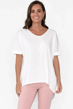 Cotton Tops<Tirelli Emiko White Drape Cotton Top