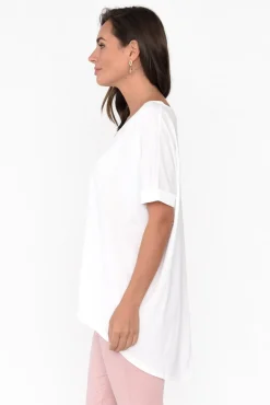 Cotton Tops<Tirelli Emiko White Drape Cotton Top