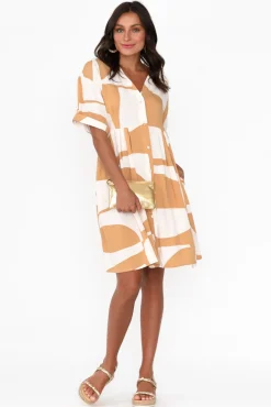 Above Knee Dresses<Label Of Love Emil Tan Abstract Button Dress