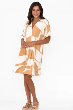 Above Knee Dresses<Label Of Love Emil Tan Abstract Button Dress