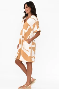 Above Knee Dresses<Label Of Love Emil Tan Abstract Button Dress
