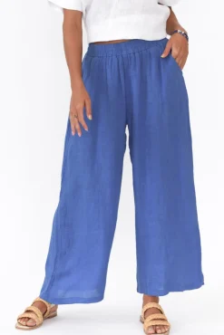 Pants<Cali and Co Emilio Cobalt Linen Wide Leg Pant
