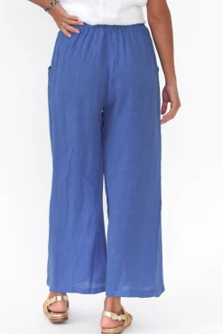 Pants<Cali and Co Emilio Cobalt Linen Wide Leg Pant