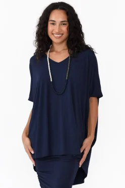 Tunic Tops<PQ Emory Navy Bamboo Hi Lo Batwing Top