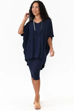Tunic Tops<PQ Emory Navy Bamboo Hi Lo Batwing Top