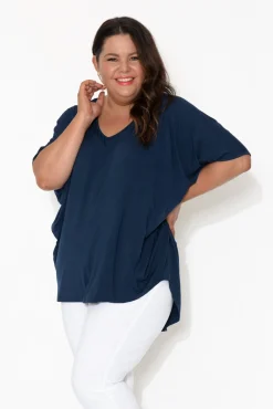 Tunic Tops<PQ Emory Navy Bamboo Hi Lo Batwing Top