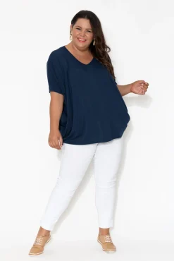 Tunic Tops<PQ Emory Navy Bamboo Hi Lo Batwing Top