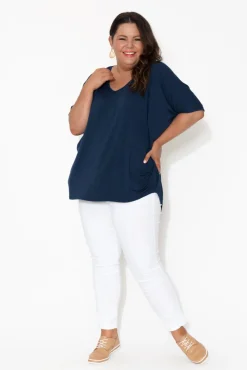 Tunic Tops<PQ Emory Navy Bamboo Hi Lo Batwing Top