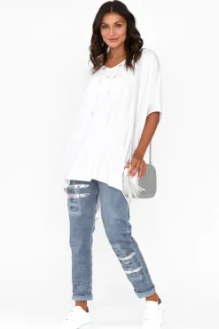 Tunic Tops<Pq Emory White Bamboo Batwing Top