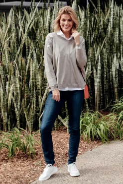 Knitwear<Label of Love Erika Grey Sequin Embellished Knit