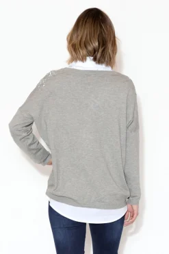 Knitwear<Label of Love Erika Grey Sequin Embellished Knit