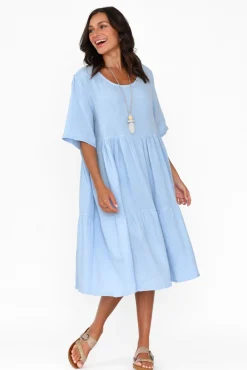 Cotton Dresses<La Mode Esmerelda Sky Cotton Tier Dress