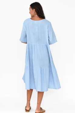 Cotton Dresses<La Mode Esmerelda Sky Cotton Tier Dress