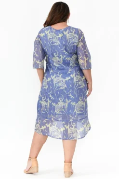 Cotton Dresses<Caju Eugene Blue Abstract Sequin Cotton Dress