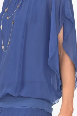 Sleeved Tops<Fabuler Evaline Cobalt Silk Layer Top