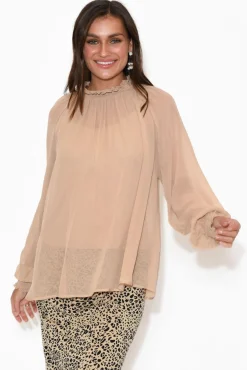 Sleeved Tops<Fate Becker Eventide Tan Bishop Sleeve Top